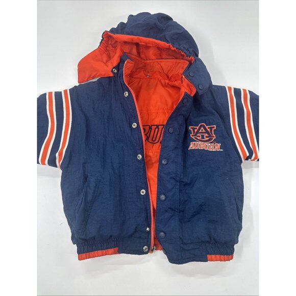 Vintage Auburn Tigers Puffer Jacket Reversible Kids Medium 10-12 Hooded Thick - Picture 15 of 16